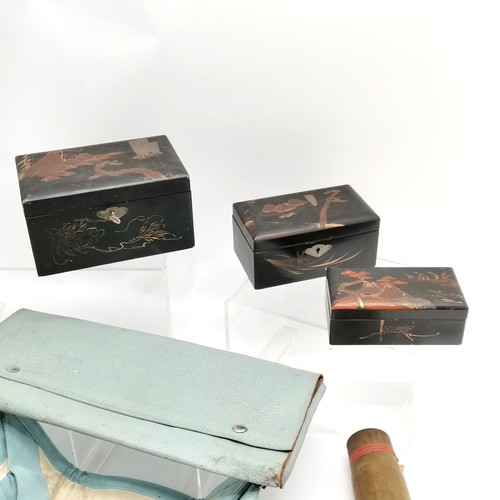 325 - WWI (1918) shell case (37.5cm), nest of 3 x Oriental lacquer boxes (largest has key), Salter scales ... 