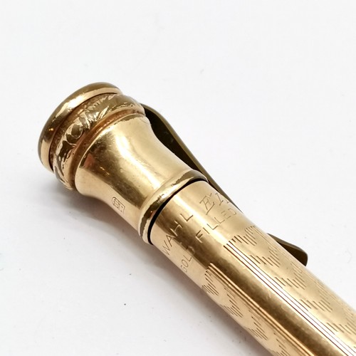 344 - Swan fountain pen with 14ct gold nib t/w gold filled Eversharp (has dent) & multi pen (12.5cm)