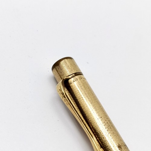 344 - Swan fountain pen with 14ct gold nib t/w gold filled Eversharp (has dent) & multi pen (12.5cm)