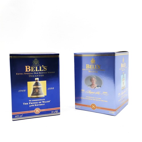 360 - 2 x Bell's UNOPENED Extra special old Scotch whisky commemorative 70cl decanters in original retail ... 