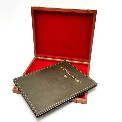 362 - Marwell Manor leather bound presentation book in original teak fitted case (34cm x 29.5cm)