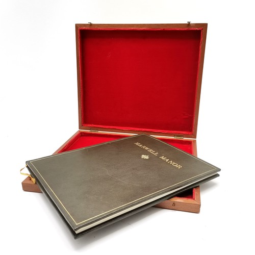 362 - Marwell Manor leather bound presentation book in original teak fitted case (34cm x 29.5cm)