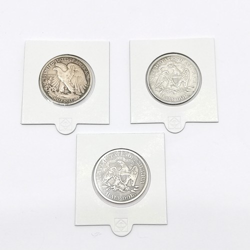 384 - USA 3 x half dollars ~ 1876, 1877S & 1942S