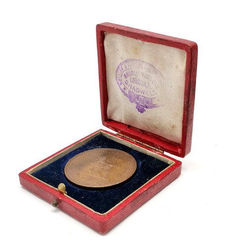 390 - Box with coins inc silver & medallions inc cased 1897 Nelson token made from copper from Foudroyant,... 