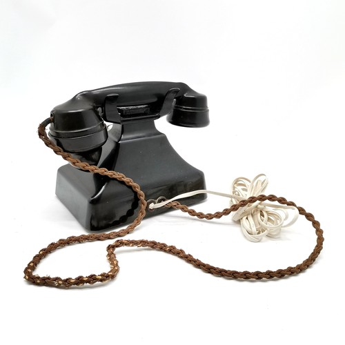 391 - Vintage black Bakelite telephone has been converted for use 17cm x 24cm wide - has a crack to 1 fron... 