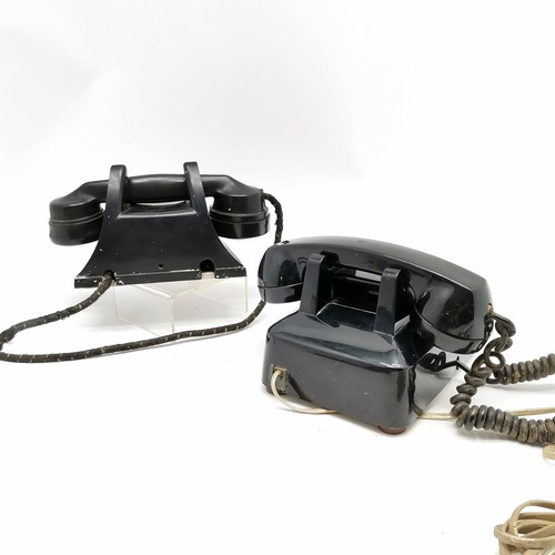 393 - Vintage black mid century telephone converted for use 12cm high x 22cm wide T/W a Geccophone Junior ... 