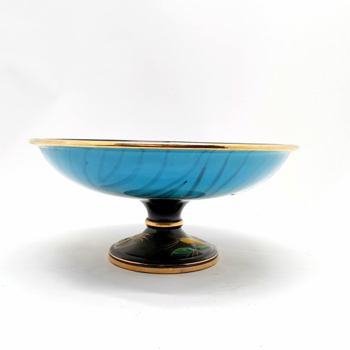 394 - Belguim H Bequet Quaregnon hand decorated large tazza with raised floral detail 32cm diameter x 15cm... 