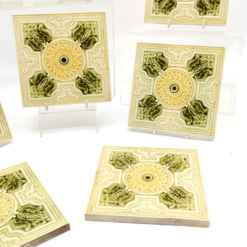 396 - 8 Art Nouveau square tiles 15cm x 15cm - slight A/F