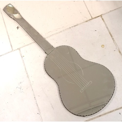 403 - Novelty mid century guitar shape wall mirror 101cm long x 36cm - in good used condition