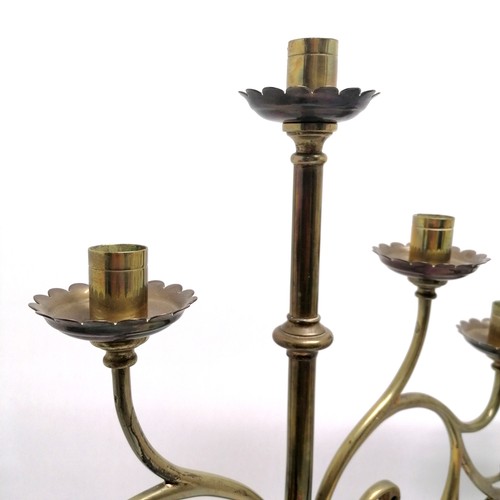 414 - Pair of antique brass Arts & Crafts 7 tier candelabrum 63cm x 63cm wide - no obvious damage