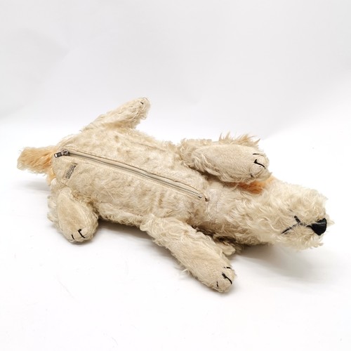 417 - Vintage Merrythought dog pyjama case with glass eyes 56cm long - some wear to the mohair fur