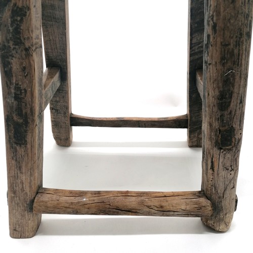 419 - Antique rustic country style oak joint stool 53cm high x 43cm x 30cm