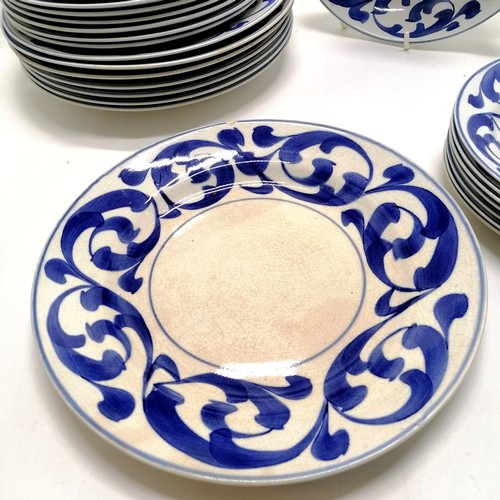 432 - Norman Frank (114 Baker St) qty of blue / white plates + 1 bowl (21cm diameter) ~ some staining othe... 