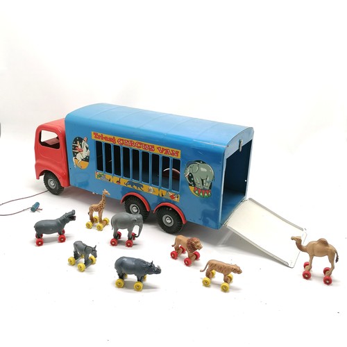 2 - Triang circus van complete with 8 wheeled animals (complete set?) - 59cm long & in good used conditi... 