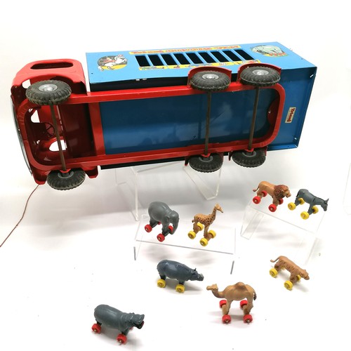 2 - Triang circus van complete with 8 wheeled animals (complete set?) - 59cm long & in good used conditi... 