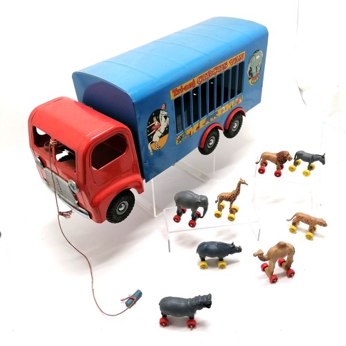 2 - Triang circus van complete with 8 wheeled animals (complete set?) - 59cm long & in good used conditi... 