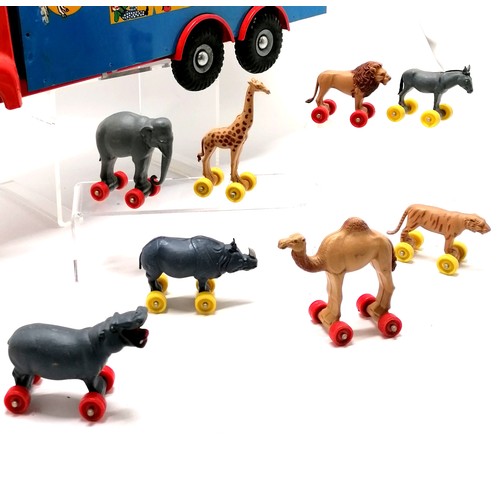 2 - Triang circus van complete with 8 wheeled animals (complete set?) - 59cm long & in good used conditi... 