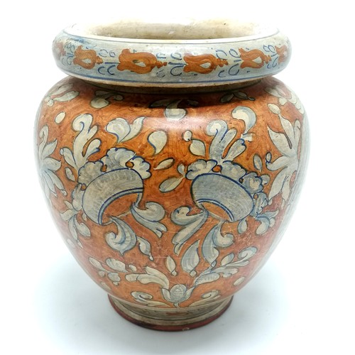 7 - Italian Biagioli Gubbio ceramic vase with wyvern dragon armourial shield detail - 27cm high x top 20... 