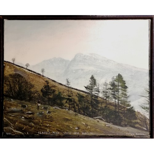 8 - Peter Brook (1927-2009) original 1980 oil painting of Scafell Pike with Joss Naylor - frame 33cm x 4... 