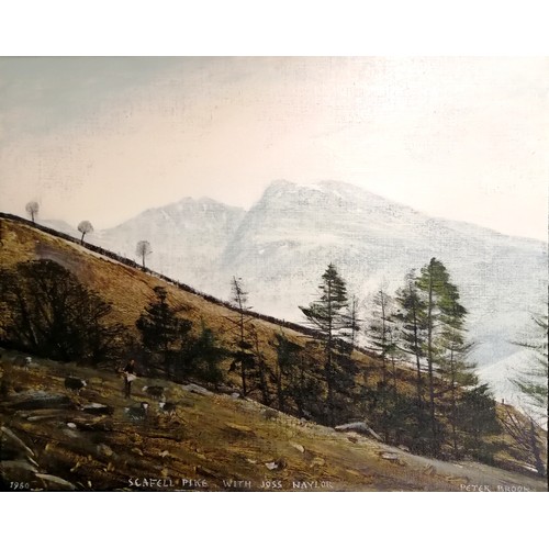 8 - Peter Brook (1927-2009) original 1980 oil painting of Scafell Pike with Joss Naylor - frame 33cm x 4... 