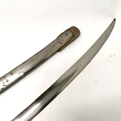 61 - 1863 dated American civil war sabre in steel scabbard marked GWS - total length in sheath 99cm