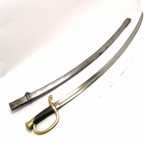 61 - 1863 dated American civil war sabre in steel scabbard marked GWS - total length in sheath 99cm