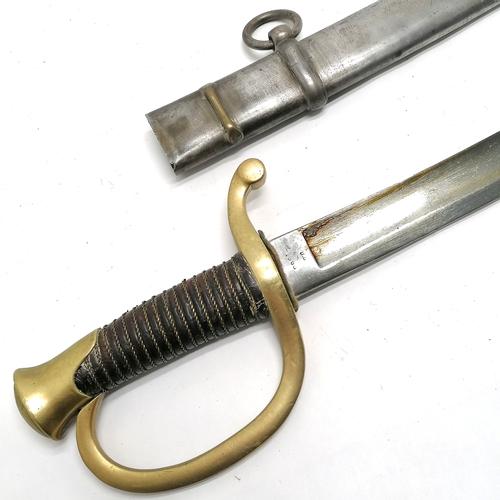 61 - 1863 dated American civil war sabre in steel scabbard marked GWS - total length in sheath 99cm