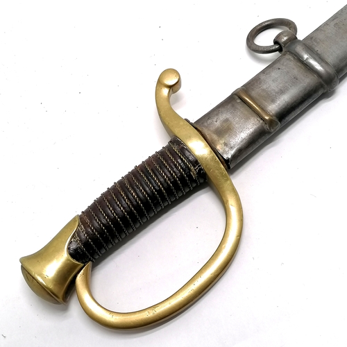 61 - 1863 dated American civil war sabre in steel scabbard marked GWS - total length in sheath 99cm