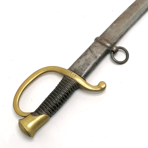 61 - 1863 dated American civil war sabre in steel scabbard marked GWS - total length in sheath 99cm