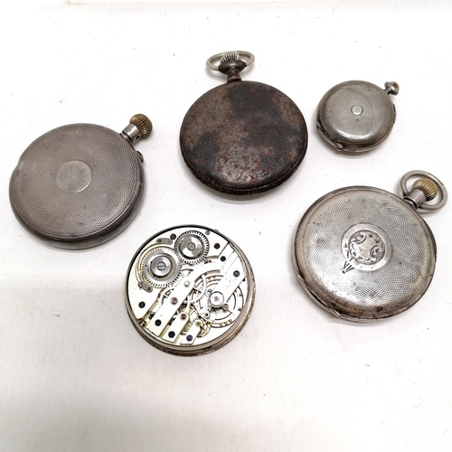 673 - 4 x antique pocket watches inc Gindrat Delachaux, 3 have silver cases, 2 largest lack glass & the 4t... 