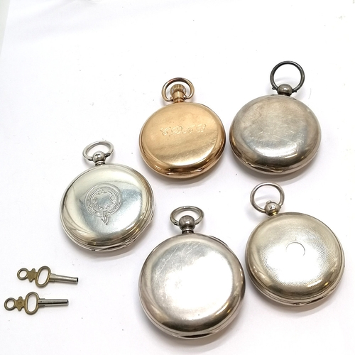 675 - 5 x antique pocket watches (4 with silver cases) inc 2 full hunters (1 Henry Pilkington and runs) (o... 