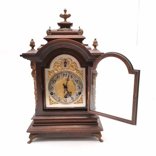 720 - Antique bracket clock with Westminster chime & gilt metal detail - 50cm high x 30cm wide x 20cm dept... 