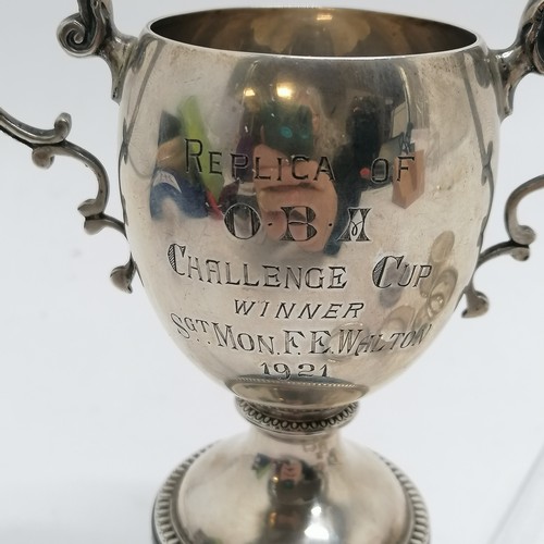 721 - 1921 silver trophy (Replica of OBM challenge cup) awarded to Sgt Mon F E Walton t/w 5 x silver hallm... 