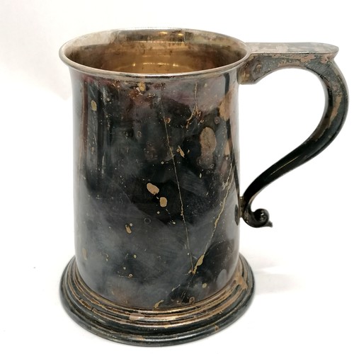 737 - 1963 silver tankard - 12cm high & 274g ~ does need clean otherwise in good used condition.