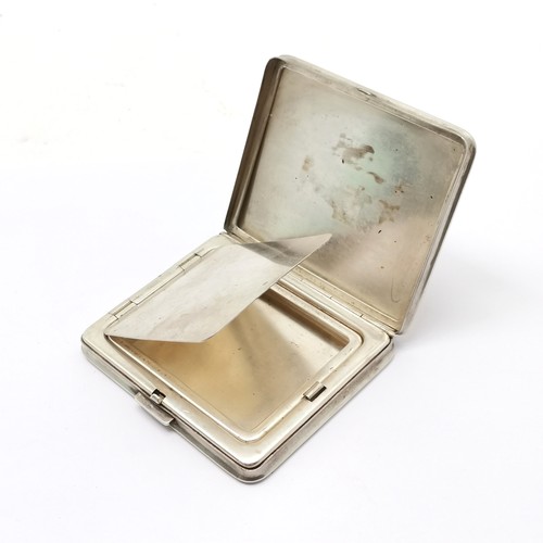 750 - 800 silver marked powder compact - 8cm x 6.5cm & total weight 109g ~ has metal inner & lacks mirror