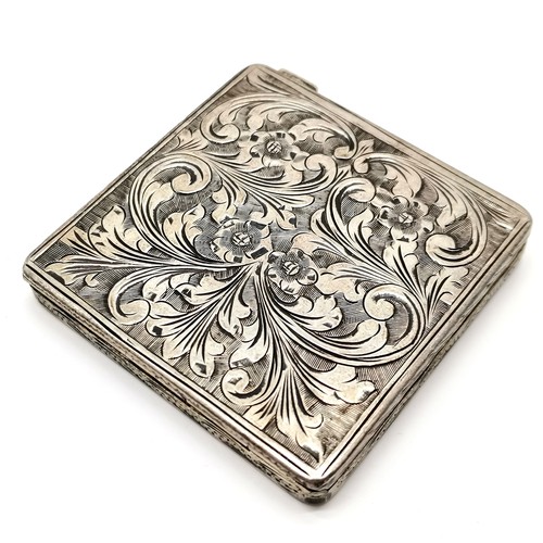 751 - Italian 800 silver powder compact with engraved detail and mirror (5.5cm square) t/w 1904 Art Nouvea... 