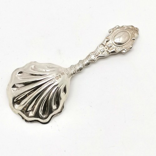 758 - 1863 silver fancy caddy spoon with gilded bowl by FH - 10cm & 23g