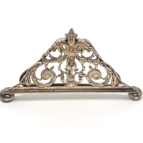 796 - Antique set of 4 x ornate menu holders / table place settings with pierced & embossed decoration - 1... 