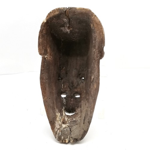 144 - African hand carved tribal mask with original paint detail 46cm X 23cm. s;oight losses