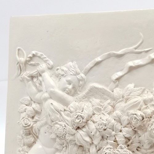 148 - Contemporary relief panel of putti / cherub & flowers after François Duquesnoy - 41cm x 30cm ~ sligh... 