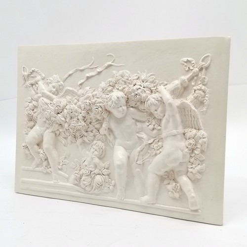 148 - Contemporary relief panel of putti / cherub & flowers after François Duquesnoy - 41cm x 30cm ~ sligh... 