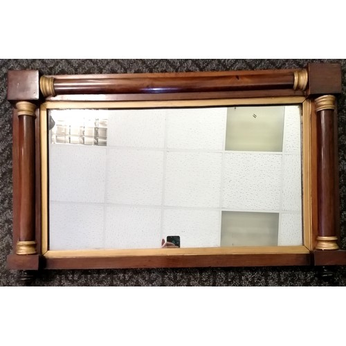 153 - Antique rosewood veneer overmantle mirror - 88cm x 57cm high ~ has some losses to veneer detail