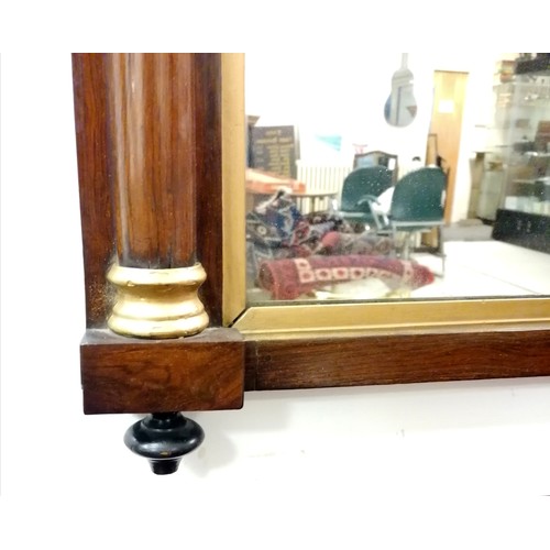 153 - Antique rosewood veneer overmantle mirror - 88cm x 57cm high ~ has some losses to veneer detail