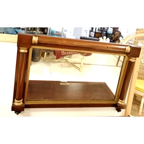 153 - Antique rosewood veneer overmantle mirror - 88cm x 57cm high ~ has some losses to veneer detail