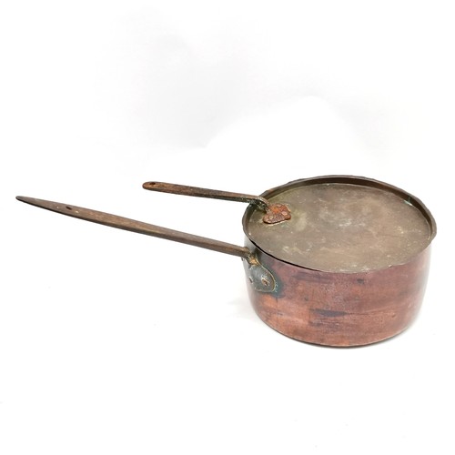 156 - Large antique copper pan with lid