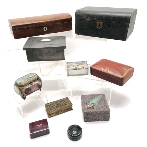 231 - Qty of empty boxes inc Hermes amazone soap (plastic), Chase Adams, Arts & Crafts hand worked pewter ... 