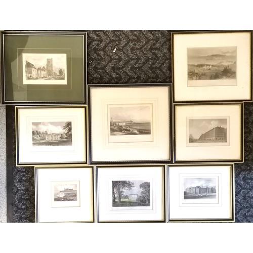 241 - 8 x framed antique topographical views of mostly Kent - largest frame 32cm x 27cm