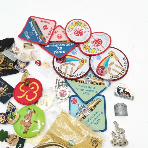 244 - Qty of badges inc mostly Girl Guides, 1977 silver jubilee etc