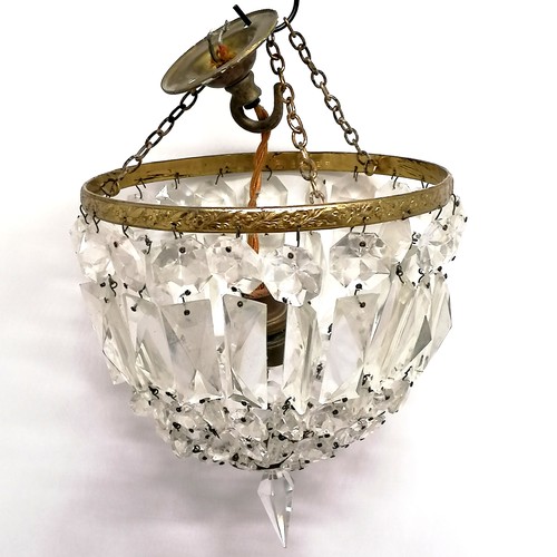 267 - Crystal bag light chandelier 21cm diameter x 24cm drop from the gallery - in good used condition