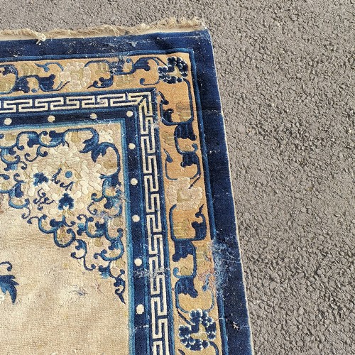 272 - Chinese blue and cream silk rug - 154cm x 251cm